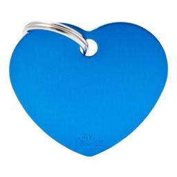 My Family Large Dog Tag Basic Heart i blått